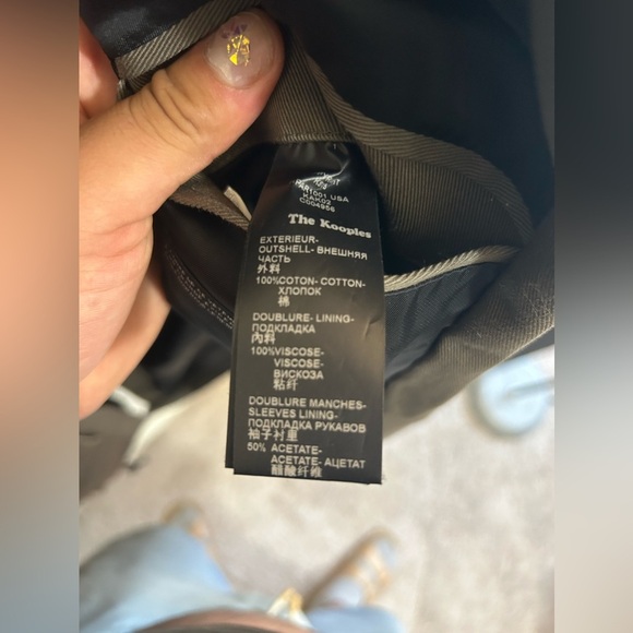 The Kooples Brown Gray Cotton Twill Leather Trim Mens Fishtail Parka Jacket - Picture 11 of 16